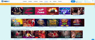 How the home page of the official Indibet Casino website looks like